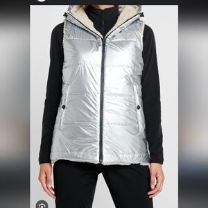 Bogner Silver Puffer Vest with Sherpa Lining